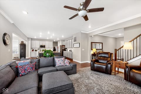 Living room at 9940 Delmore Drive, Fishers, IN