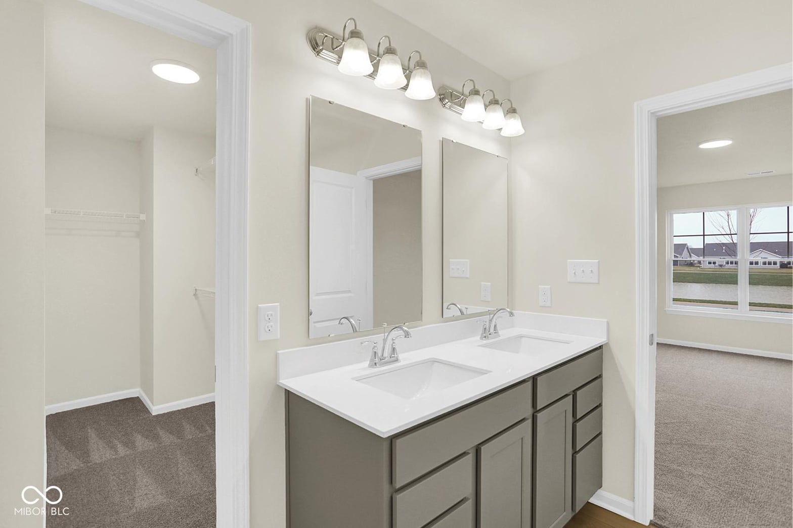 Primary bathroom at 19537 Atwater Avenue, Sheridan, IN — Spacious primary bath with dual vanity and modern fixtures.
