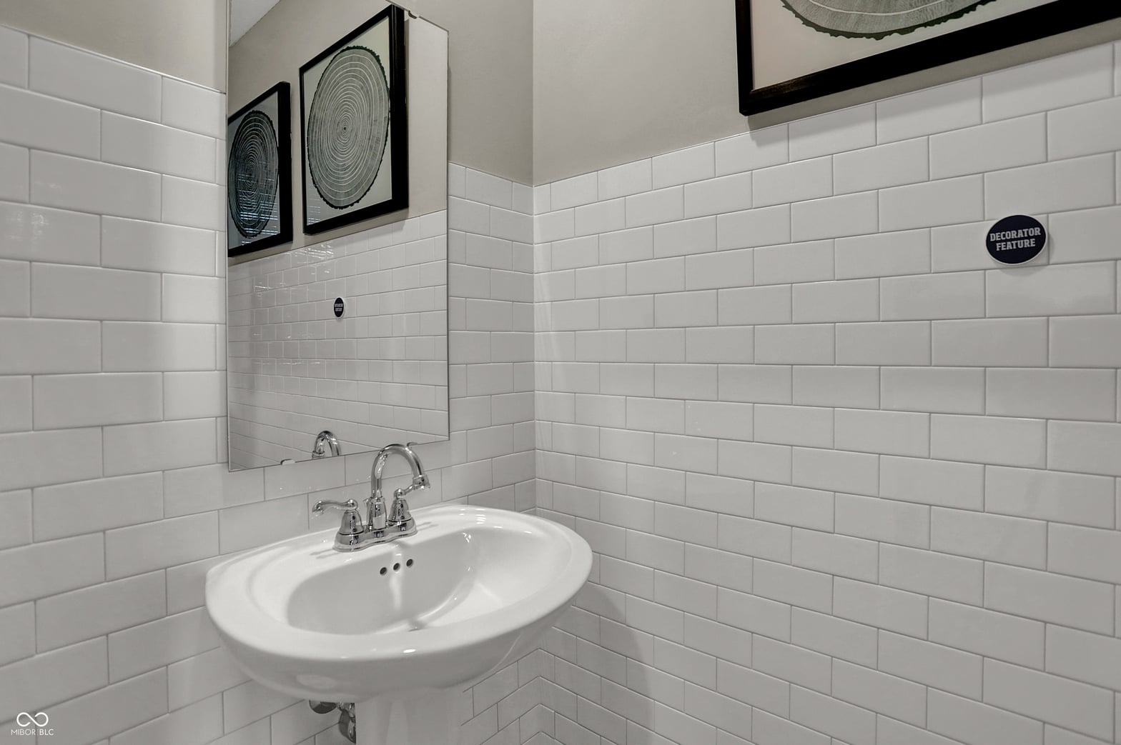 Clean, updated bathroom with modern subway tile design.