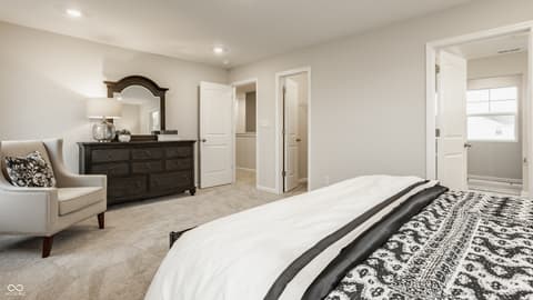 Primary bedroom at 544 Wise Way, Arcadia, IN — Spacious primary suite with walk-in closet and ensuite.