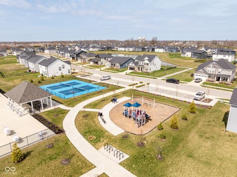 Aerial view at 887 Tuxedo Drive, Westfield, IN — New community with amenities, playground, and tennis courts.