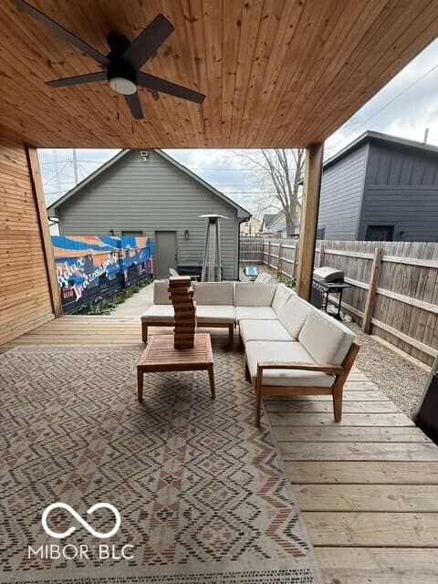 Outdoor living area at 143 McKim Avenue, Indianapolis, IN