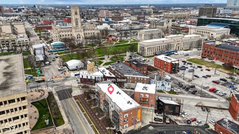 Aerial view at 110 E North Street, Indianapolis, IN