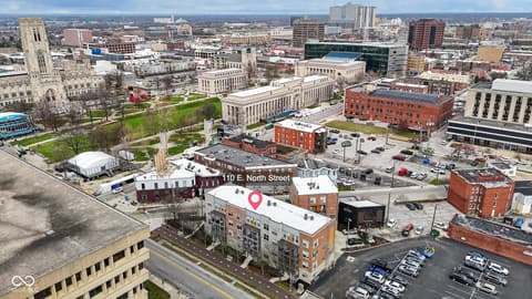 Aerial view at 110 E North Street, Indianapolis, IN