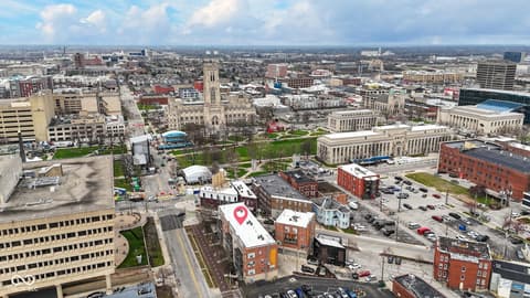 Aerial view at 110 E North Street, Indianapolis, IN