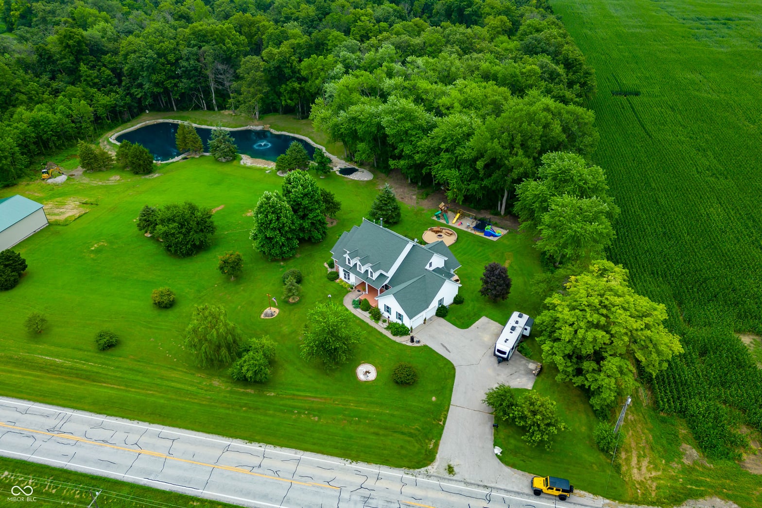 Aerial view at 15411 N State Road 9, Hope, IN