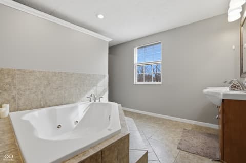Primary bathroom at 9308 Thornwood Drive, Indianapolis, IN
