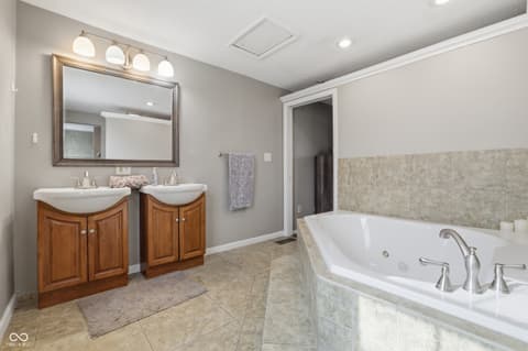 Primary bathroom at 9308 Thornwood Drive, Indianapolis, IN