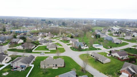 Aerial view at 400 Winding Brook Drive, Centerville, IN