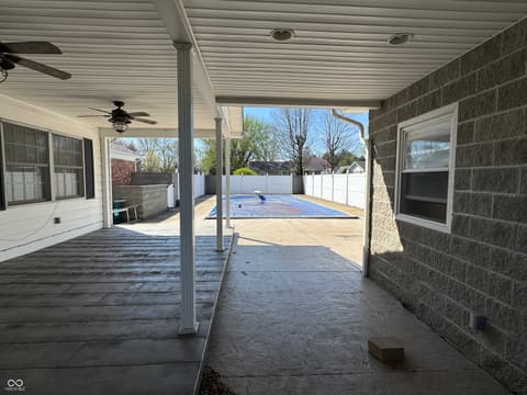 Outdoor living area at 353 E Rivercrest Drive, Rushville, IN