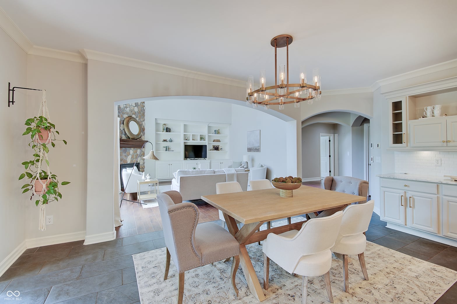 Bright, open dining area with seamless kitchen connection.
