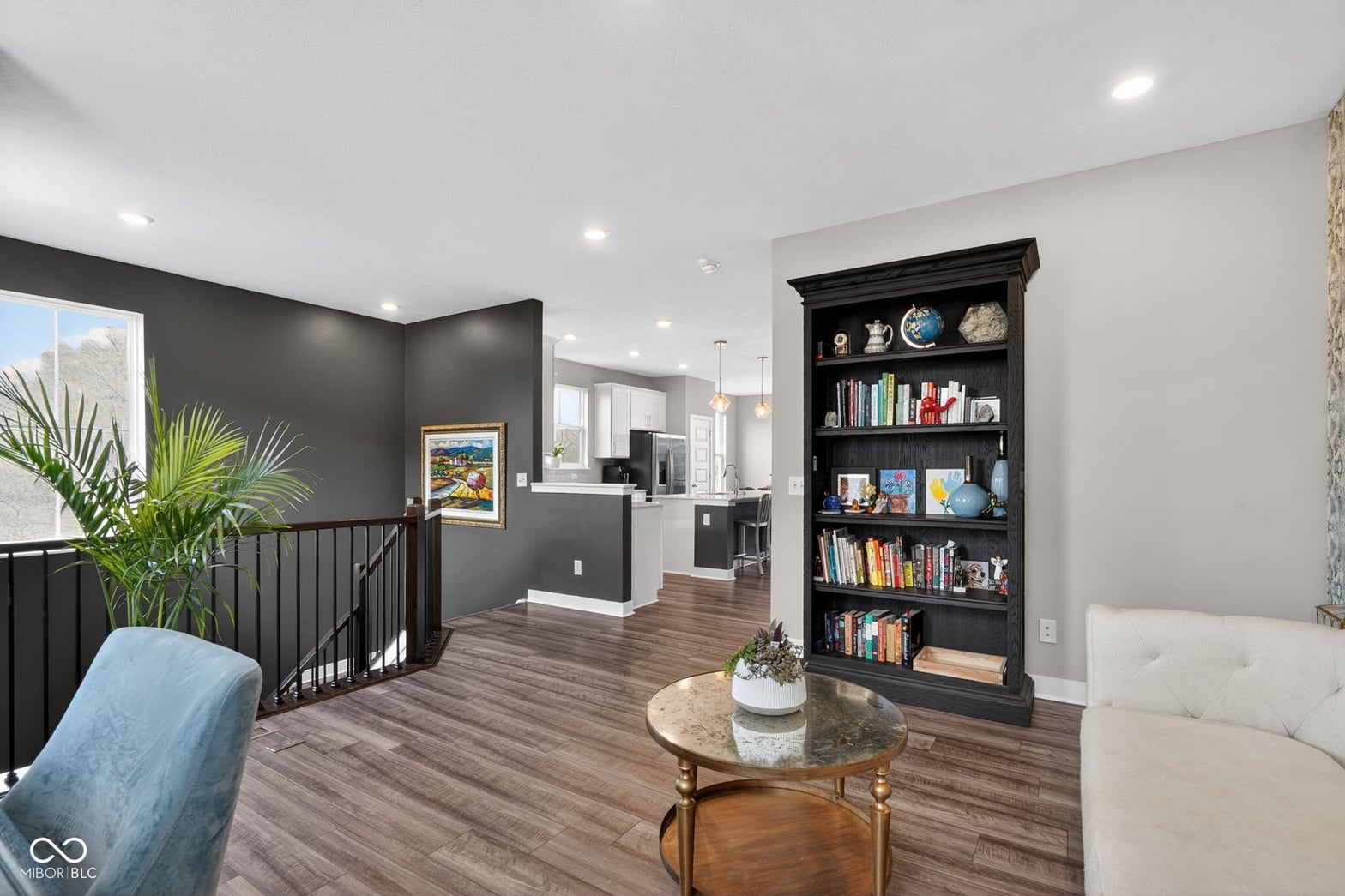 Modern open-concept living with stylish built-ins and finishes.