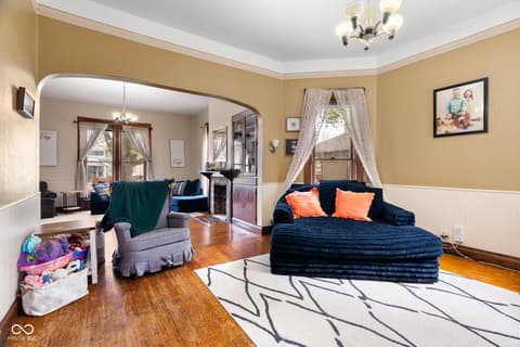 Living room at 409 E Jefferson Street, Crawfordsville, IN