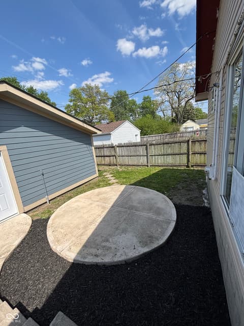 Outdoor living area at 3852 Hoyt Avenue, Indianapolis, IN
