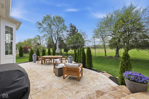 Outdoor living area at 571 King Fisher Drive, Brownsburg, IN