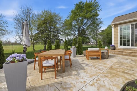 Outdoor living area at 571 King Fisher Drive, Brownsburg, IN