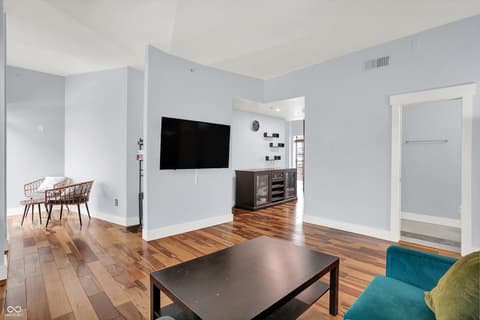 Living room at 825 N Delaware Street, Indianapolis, IN