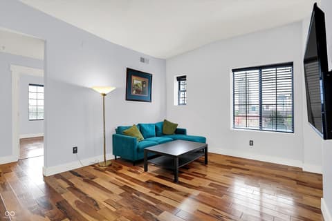 Living room at 825 N Delaware Street, Indianapolis, IN