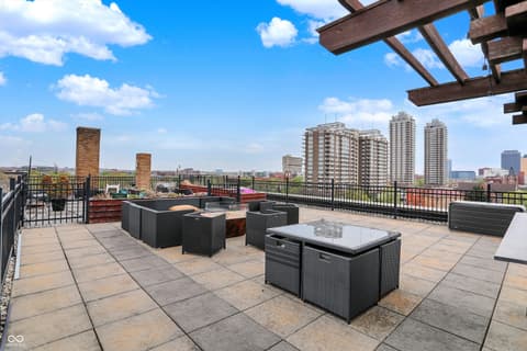 Outdoor living area at 825 N Delaware Street, Indianapolis, IN