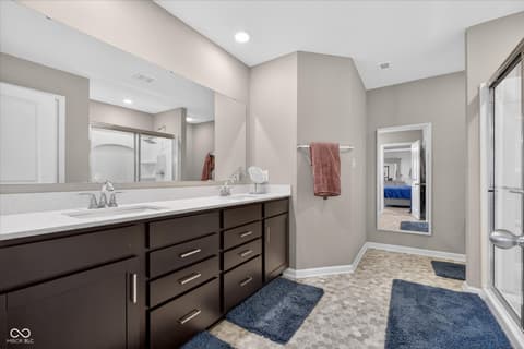 Primary bathroom at 1573 N Clearwater Drive, Greenfield, IN