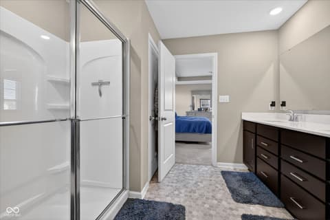 Primary bathroom at 1573 N Clearwater Drive, Greenfield, IN