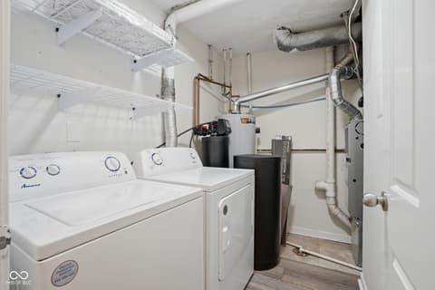 Laundry room at 6048 S Bay Drive, Indianapolis, IN — Functional laundry room with full mechanicals and storage.