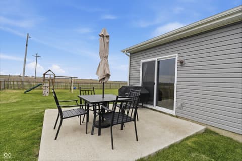 Outdoor living area at 317 E Quail Drive, Oxford, IN