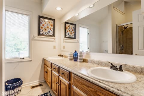 Primary bathroom at 7685 River Road, Indianapolis, IN