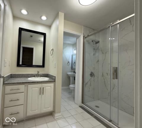 Primary bathroom at 215 N New Jersey Street, Indianapolis, IN