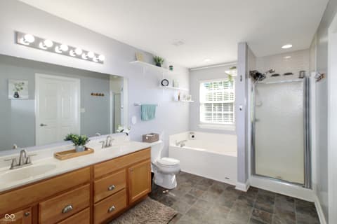 Primary bathroom at 13851 N Layton Mills Court, Camby, IN
