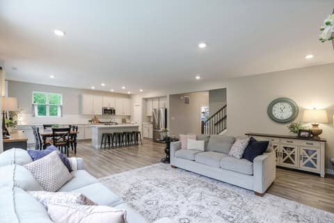 Living room at 17462 Cavalcade Circle, Noblesville, IN — Bright open-concept living with modern updates throughout.