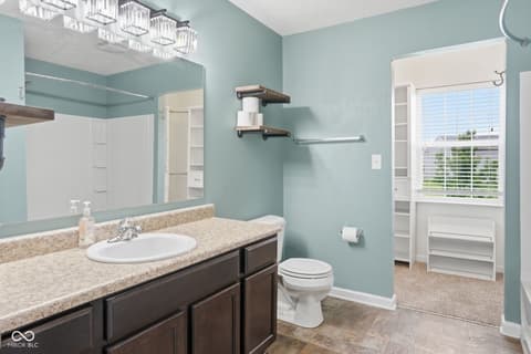 Primary bathroom at 832 Snowberry Run, Greenwood, IN