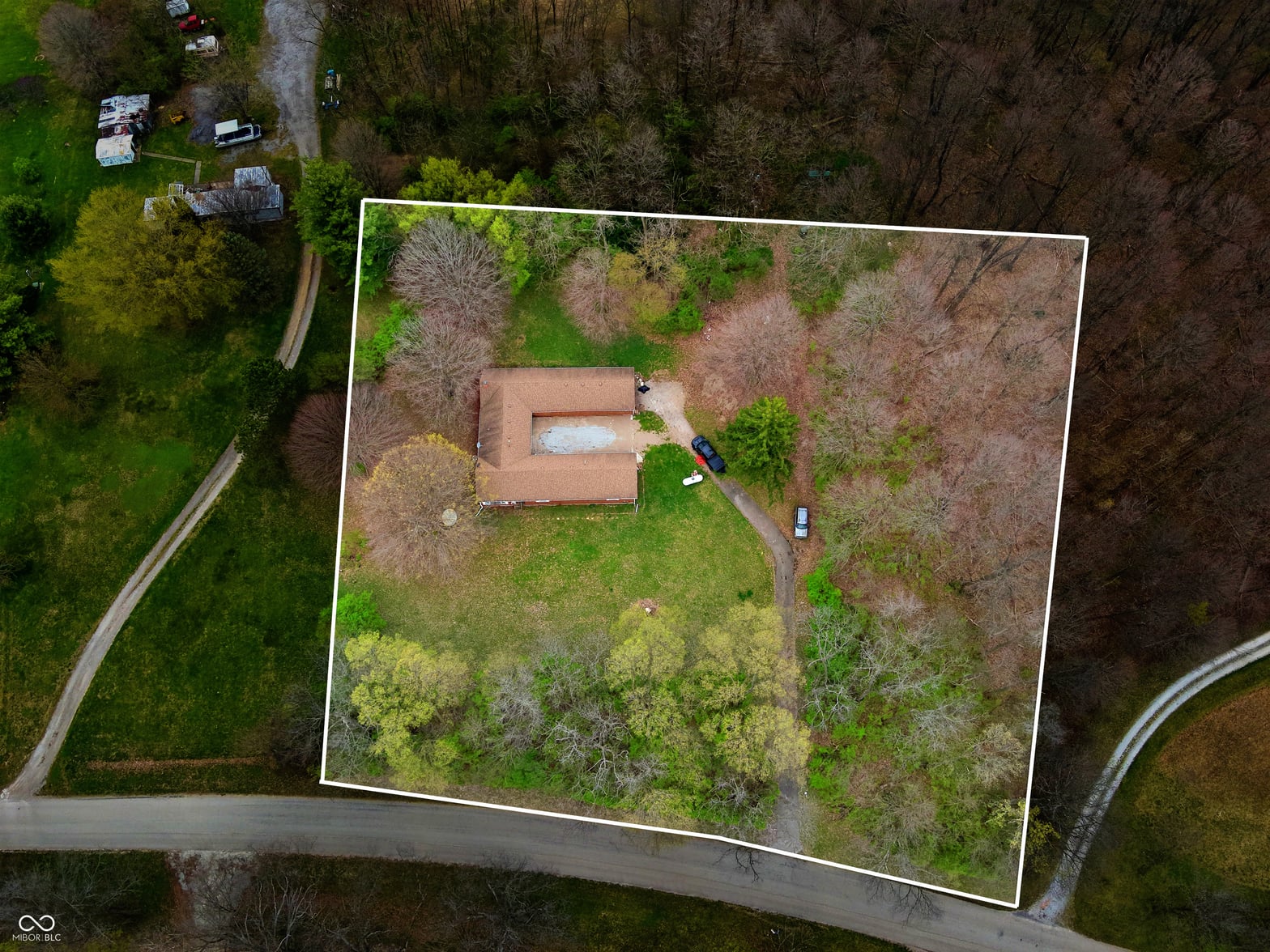 Aerial view at 9070 N Prairie Road, Springport, IN
