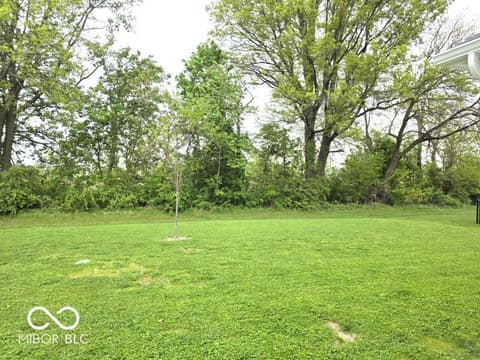 Yard at 852 Cowley Drive, Westfield, IN — Spacious, level yard with mature trees and privacy.