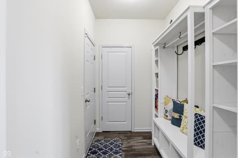 Primary bedroom at 14680 Hinton Drive, Fishers, IN — Spacious walk-in closet with custom built-in organization.