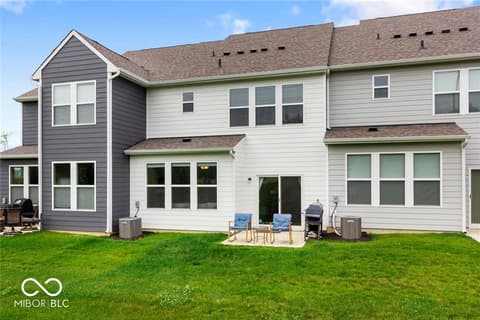 Backyard at 14350 Ludwell Court, Fishers, IN — Spacious backyard with modern patio and lush lawn.