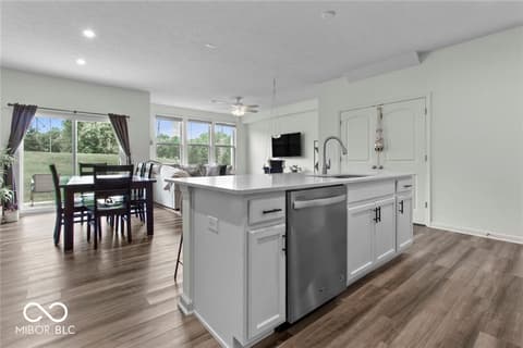 Kitchen at 14350 Ludwell Court, Fishers, IN — Bright, modern kitchen with large island and scenic views.