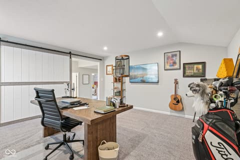Bonus room at 18757 Dooney Court, Noblesville, IN — Spacious bonus room perfect for home office or hobby space.