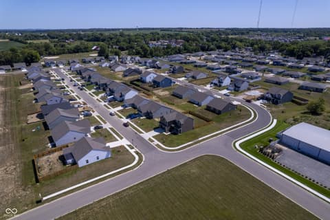 Aerial view at 616 Lena Lane, Trafalgar, IN