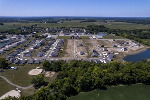 Aerial view at 616 Lena Lane, Trafalgar, IN